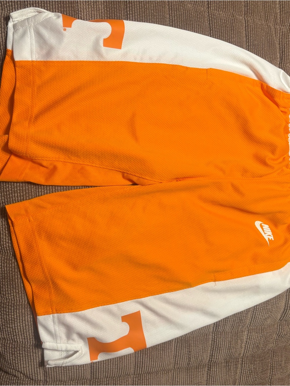 Nike Men’s Orange and White Athletic Shorts - Classic Logo